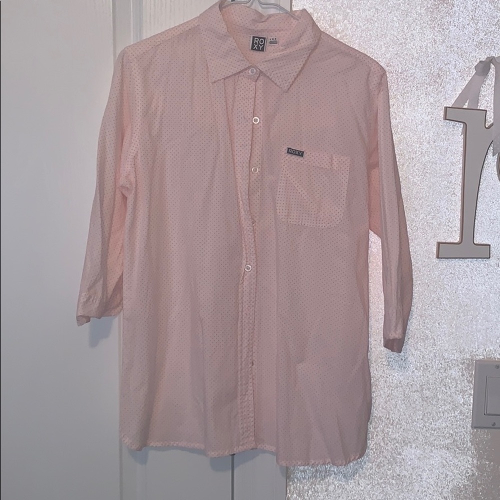 Pink Polka Dot Roxy Button Down